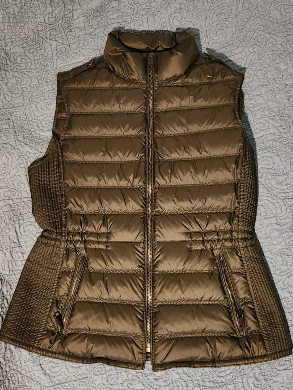 Burberry Brit Cranstead Womens Check Quilted Down Vest Puffer Black M - Picture 1 of 9